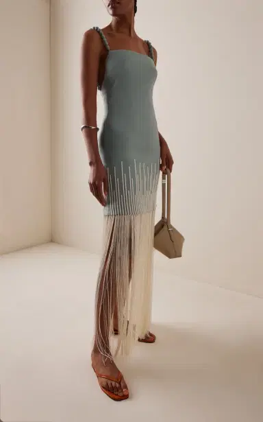 ANDRES OTALORA Exclusive Mar Caribe Fringed Linen Maxi Dress | Thumbnail 2 ANDRES OTALORA Exclusive Mar Caribe Fringed Linen Maxi Dress | Thumbnail 2