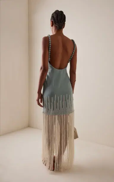 ANDRES OTALORA Exclusive Mar Caribe Fringed Linen Maxi Dress | Thumbnail 4 ANDRES OTALORA Exclusive Mar Caribe Fringed Linen Maxi Dress | Thumbnail 4