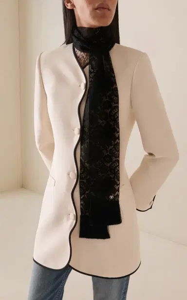 Valentino Garavani Long Fringed Lace Scarf | Thumbnail 2 Valentino Garavani Long Fringed Lace Scarf | Thumbnail 2