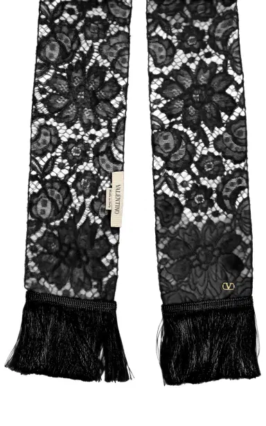 Valentino Garavani Long Fringed Lace Scarf | Thumbnail 3 Valentino Garavani Long Fringed Lace Scarf | Thumbnail 3