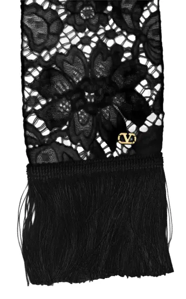 Valentino Garavani Long Fringed Lace Scarf | Thumbnail 4 Valentino Garavani Long Fringed Lace Scarf | Thumbnail 4