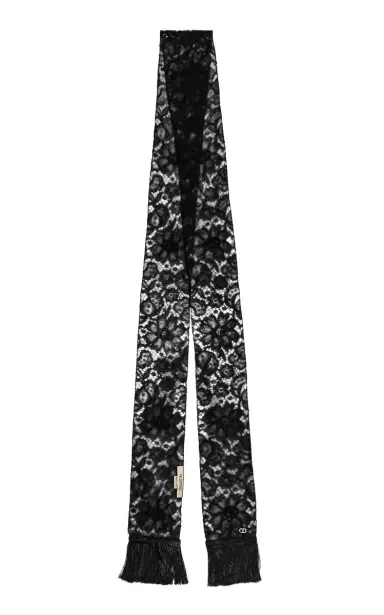 Valentino Garavani Long Fringed Lace Scarf | Thumbnail 1 Valentino Garavani Long Fringed Lace Scarf | Thumbnail 1