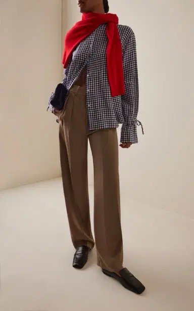 With Nothing Underneath Exclusive Tie-Cuff Gingham Linen Shirt | Thumbnail 2 With Nothing Underneath Exclusive Tie-Cuff Gingham Linen Shirt | Thumbnail 2