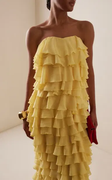 GRETA CONSTANTINE Plover Strapless Tiered Chiffon Maxi Dress | Thumbnail 3 GRETA CONSTANTINE Plover Strapless Tiered Chiffon Maxi Dress | Thumbnail 3
