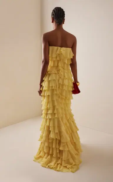 GRETA CONSTANTINE Plover Strapless Tiered Chiffon Maxi Dress | Thumbnail 4 GRETA CONSTANTINE Plover Strapless Tiered Chiffon Maxi Dress | Thumbnail 4