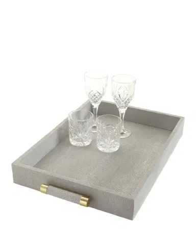 AERIN Classic Dove Faux-Shagreen Serving Tray | Thumbnail 1 AERIN Classic Dove Faux-Shagreen Serving Tray | Thumbnail 1
