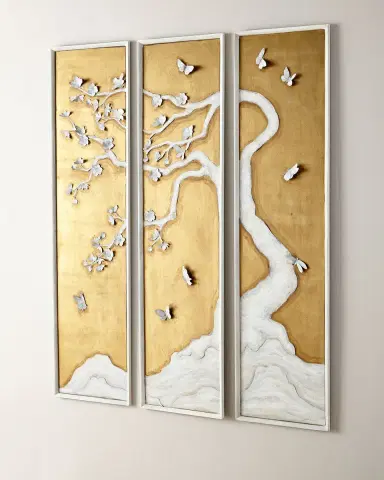Tommy Mitchell 3-Panel Tree with Butterflies | Thumbnail 2 Tommy Mitchell 3-Panel Tree with Butterflies | Thumbnail 2