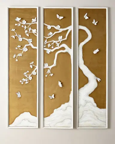Tommy Mitchell 3-Panel Tree with Butterflies | Thumbnail 1 Tommy Mitchell 3-Panel Tree with Butterflies | Thumbnail 1