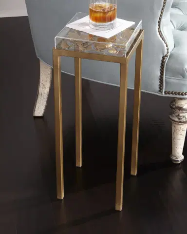 Tommy Mitchell Lucite Top with Floral Side Table | Thumbnail 1 Tommy Mitchell Lucite Top with Floral Side Table | Thumbnail 1