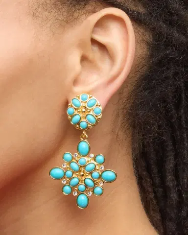 Kenneth Jay Lane Turquoise Crystal Drop Earrings | Thumbnail 2 Kenneth Jay Lane Turquoise Crystal Drop Earrings | Thumbnail 2