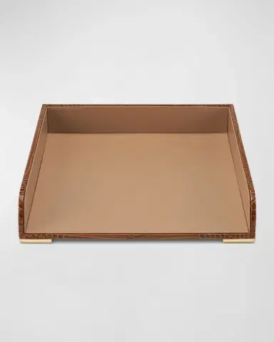 AERIN Classic Croc-Embossed Leather Paper Tray | Thumbnail 2 AERIN Classic Croc-Embossed Leather Paper Tray | Thumbnail 2