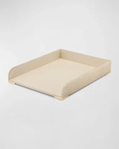 AERIN Classic Croc-Embossed Leather Paper Tray | Thumbnail 2 AERIN Classic Croc-Embossed Leather Paper Tray | Thumbnail 2