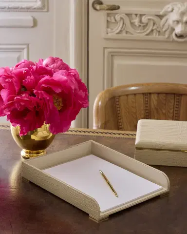 AERIN Classic Croc-Embossed Leather Paper Tray | Thumbnail 3 AERIN Classic Croc-Embossed Leather Paper Tray | Thumbnail 3