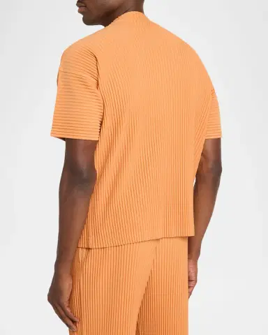 Homme Plissé Issey Miyake Men's Monthly Colors Mock-Neck Short-Sleeve Shirt | Thumbnail 3 Homme Plissé Issey Miyake Men's Monthly Colors Mock-Neck Short-Sleeve Shirt | Thumbnail 3