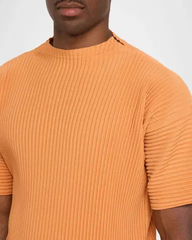 Homme Plissé Issey Miyake Men's Monthly Colors Mock-Neck Short-Sleeve Shirt | Thumbnail 5 Homme Plissé Issey Miyake Men's Monthly Colors Mock-Neck Short-Sleeve Shirt | Thumbnail 5