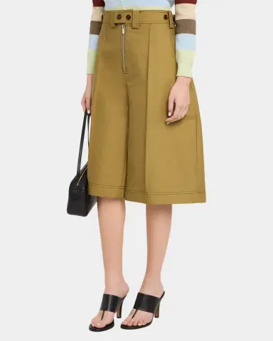 CHRISTOPHER JOHN ROGERS Cotton Twill Wide-Leg Culottes | Thumbnail 4 CHRISTOPHER JOHN ROGERS Cotton Twill Wide-Leg Culottes | Thumbnail 4