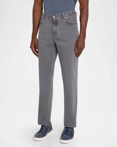 ZEGNA Men 's Grey Denim Slim-Straight Leg Jeans | Thumbnail 3 ZEGNA Men 's Grey Denim Slim-Straight Leg Jeans | Thumbnail 3