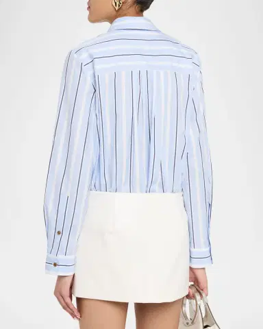 Dice Kayek Butterfly Embroidered Striped Cotton Button-Down Shirt | Thumbnail 3 Dice Kayek Butterfly Embroidered Striped Cotton Button-Down Shirt | Thumbnail 3
