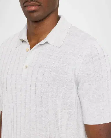 Boglioli Men 's Linen and Cotton Flat Rib Short-Sleeve Polo Sweater | Thumbnail 4 Boglioli Men 's Linen and Cotton Flat Rib Short-Sleeve Polo Sweater | Thumbnail 4