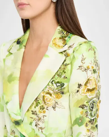 Badgley Mischka Beaded Floral-Embroidered Jacket | Thumbnail 5 Badgley Mischka Beaded Floral-Embroidered Jacket | Thumbnail 5