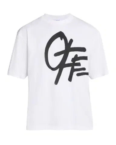Off-White Men's Graffiti Logo Cotton Crewneck T-Shirt | Thumbnail 1 Off-White Men's Graffiti Logo Cotton Crewneck T-Shirt | Thumbnail 1