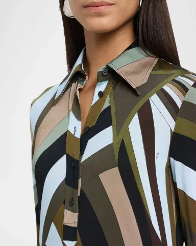 PUCCI Iride-Print Jersey Long-Sleeve Maxi Shirtdress | Thumbnail 5 PUCCI Iride-Print Jersey Long-Sleeve Maxi Shirtdress | Thumbnail 5