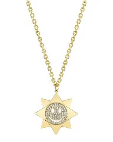 Sydney Evan 14K Large Happy Face Sun on Chain Necklace | Thumbnail 1 Sydney Evan 14K Large Happy Face Sun on Chain Necklace | Thumbnail 1