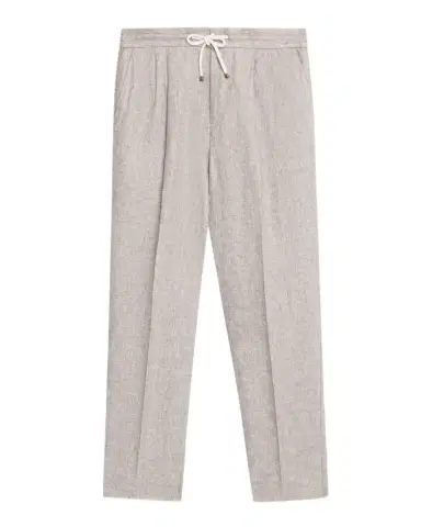 Brunello Cucinelli Men's Double-Pleated Linen Drawstring Pants | Thumbnail 1 Brunello Cucinelli Men's Double-Pleated Linen Drawstring Pants | Thumbnail 1