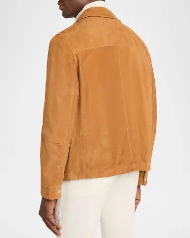 Brunello Cucinelli Men's Lightweight Suede Jacket | Thumbnail 3 Brunello Cucinelli Men's Lightweight Suede Jacket | Thumbnail 3