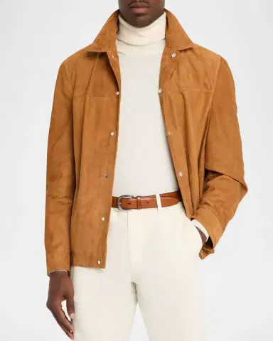Brunello Cucinelli Men's Lightweight Suede Jacket | Thumbnail 4 Brunello Cucinelli Men's Lightweight Suede Jacket | Thumbnail 4