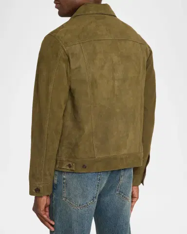 OFFICINE GÉNÉRALE Men 's Liam Suede Trucker Jacket | Thumbnail 3 OFFICINE GÉNÉRALE Men 's Liam Suede Trucker Jacket | Thumbnail 3