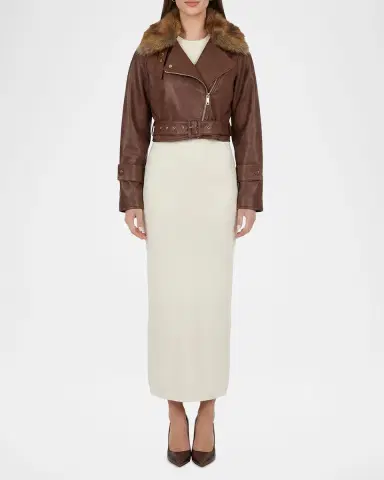 Gorski Select Lamb Leather Moto Jacket With Detachable Lamb Shearling Collar | Thumbnail 2 Gorski Select Lamb Leather Moto Jacket With Detachable Lamb Shearling Collar | Thumbnail 2