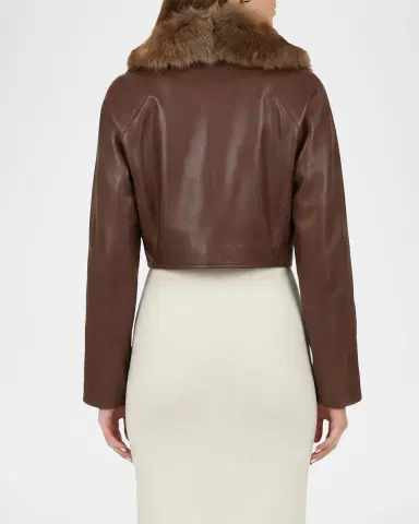 Gorski Select Lamb Leather Moto Jacket With Detachable Lamb Shearling Collar | Thumbnail 3 Gorski Select Lamb Leather Moto Jacket With Detachable Lamb Shearling Collar | Thumbnail 3