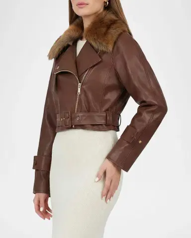 Gorski Select Lamb Leather Moto Jacket With Detachable Lamb Shearling Collar | Thumbnail 5 Gorski Select Lamb Leather Moto Jacket With Detachable Lamb Shearling Collar | Thumbnail 5