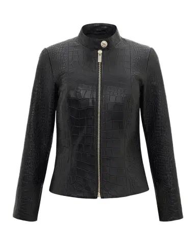 Gorski Select Leather Croc-Embossed Zip Jacket | Thumbnail 1 Gorski Select Leather Croc-Embossed Zip Jacket | Thumbnail 1
