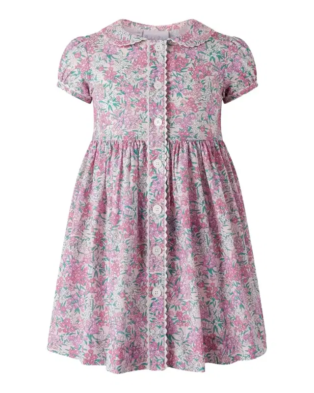 Girl 's Floral Button-Front Dress, Size 2-8 Girl 's Floral Button-Front Dress, Size 2-8