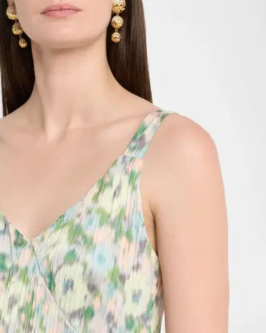 Vince Pleated Painted Garden V-Neck Midi Dress | Thumbnail 5 Vince Pleated Painted Garden V-Neck Midi Dress | Thumbnail 5