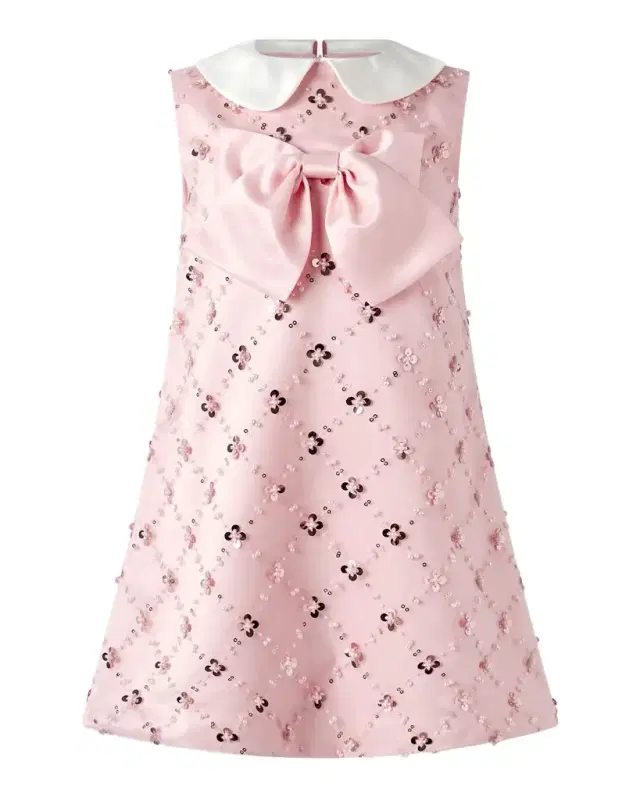 Girl 's Peter Pan Collar Sequin Party Dress, Size 5- Girl 's Peter Pan Collar Sequin Party Dress, Size 5-