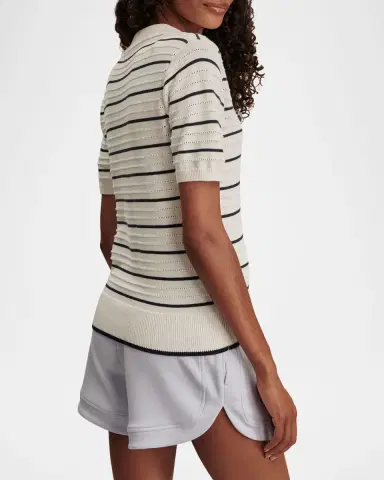 Varley Wren Striped Knit Polo | Thumbnail 3 Varley Wren Striped Knit Polo | Thumbnail 3