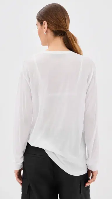 Tibi Sheer Crepe Knit Tee White | Thumbnail 3 Tibi Sheer Crepe Knit Tee White | Thumbnail 3