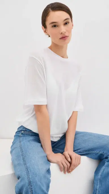 Tibi Sheer Crepe Knit Tee White | Thumbnail 2 Tibi Sheer Crepe Knit Tee White | Thumbnail 2
