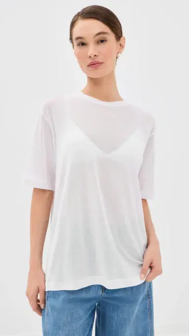 Tibi Sheer Crepe Knit Tee White | Thumbnail 3 Tibi Sheer Crepe Knit Tee White | Thumbnail 3