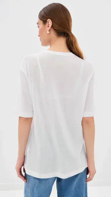 Tibi Sheer Crepe Knit Tee White | Thumbnail 4 Tibi Sheer Crepe Knit Tee White | Thumbnail 4