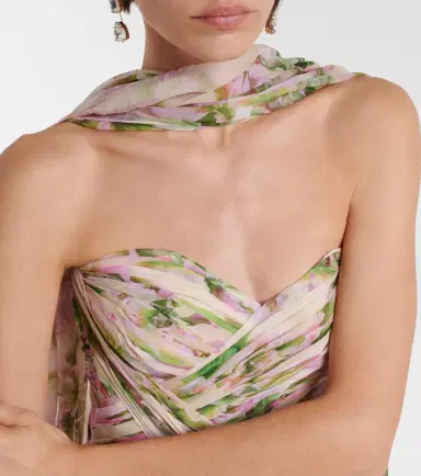 Monique Lhuillier Floral silk chiffon gown | Thumbnail 2 Monique Lhuillier Floral silk chiffon gown | Thumbnail 2