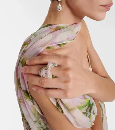 Monique Lhuillier Floral silk chiffon gown | Thumbnail 4 Monique Lhuillier Floral silk chiffon gown | Thumbnail 4