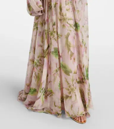 Monique Lhuillier Floral silk chiffon gown | Thumbnail 5 Monique Lhuillier Floral silk chiffon gown | Thumbnail 5