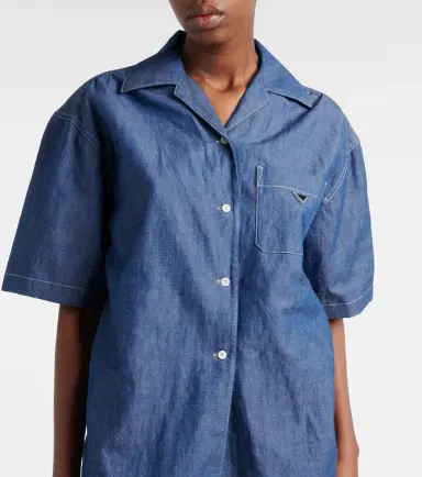 Prada Cotton and linen chambray romper | Thumbnail 2 Prada Cotton and linen chambray romper | Thumbnail 2