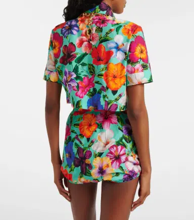Dolce & Gabbana Floral cotton crop top | Thumbnail 4 Dolce & Gabbana Floral cotton crop top | Thumbnail 4