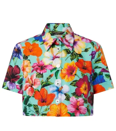 Dolce & Gabbana Floral cotton crop top | Thumbnail 1 Dolce & Gabbana Floral cotton crop top | Thumbnail 1
