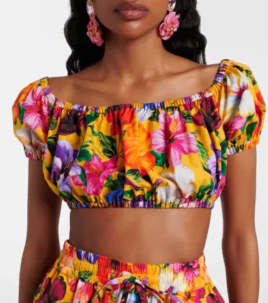 Dolce & Gabbana Floral off-shoulder cotton crop top | Thumbnail 2 Dolce & Gabbana Floral off-shoulder cotton crop top | Thumbnail 2